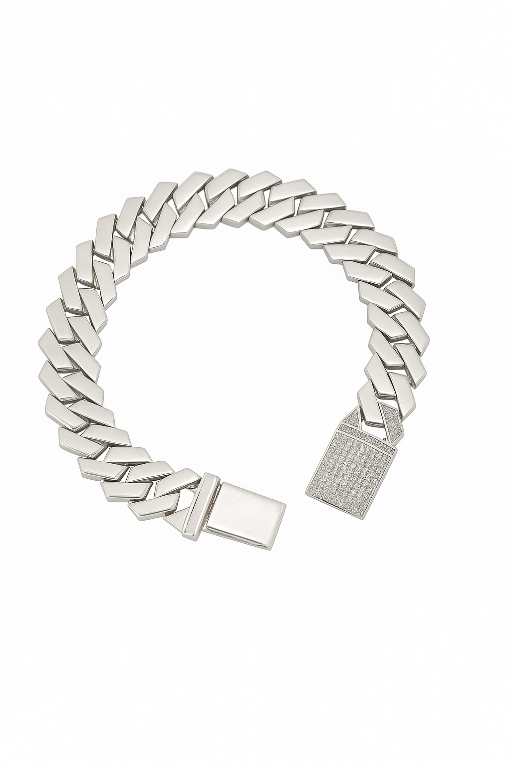 Pulso Cubana Pulsera Plata .925 Moissanite - Ortiz Espinosa