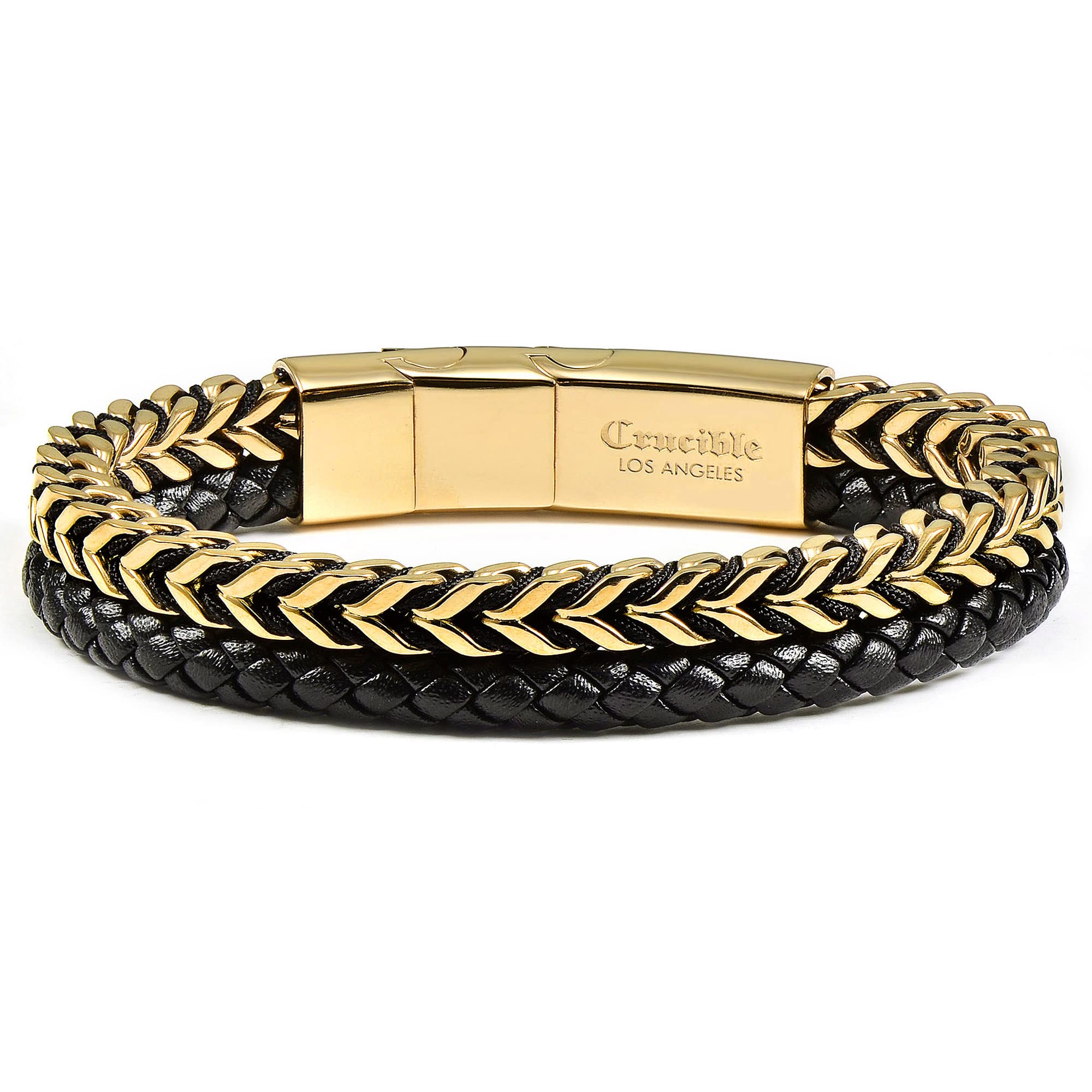 Foto 1 | Brazalete Crucible Franco De Acero Inoxidable Chapado En Oro Pulido - Venta Internacional.