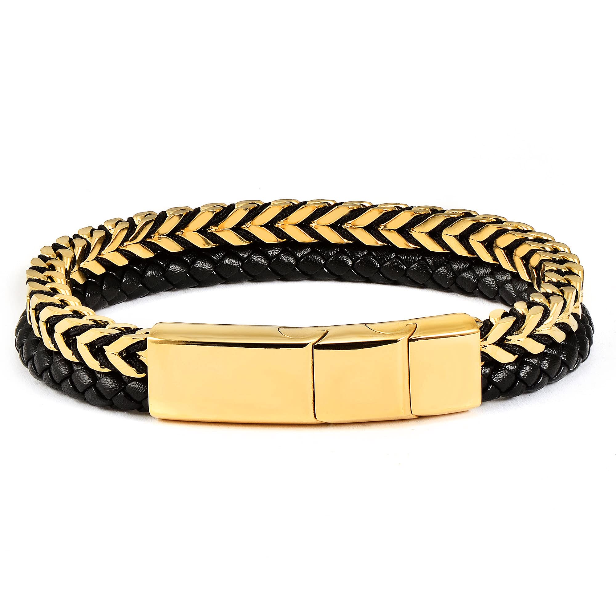 Foto 2 | Brazalete Crucible Franco De Acero Inoxidable Chapado En Oro Pulido - Venta Internacional.