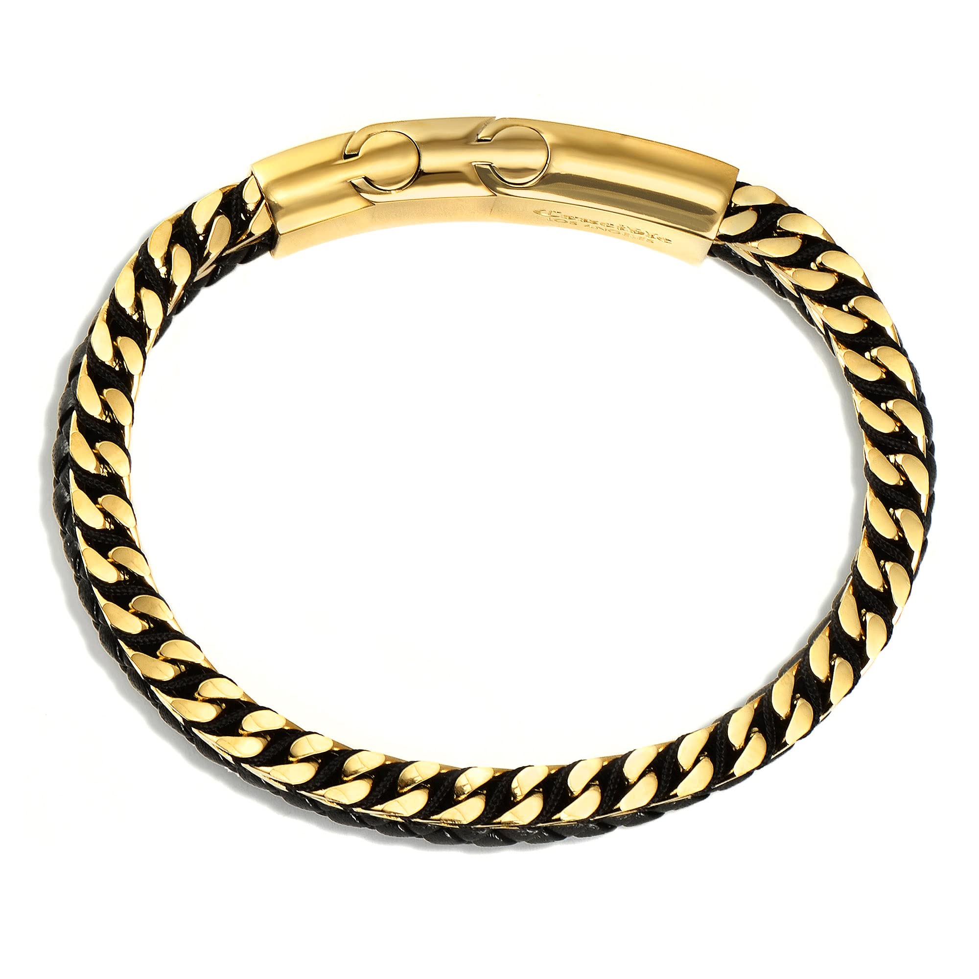 Foto 4 pulgar | Brazalete Crucible Franco De Acero Inoxidable Chapado En Oro Pulido - Venta Internacional.