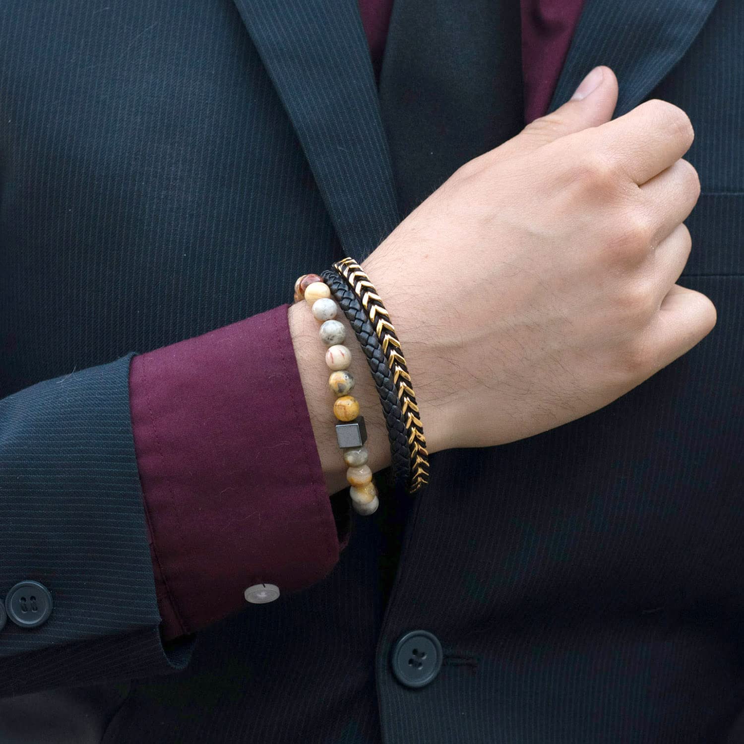 Foto 5 pulgar | Brazalete Crucible Franco De Acero Inoxidable Chapado En Oro Pulido - Venta Internacional.