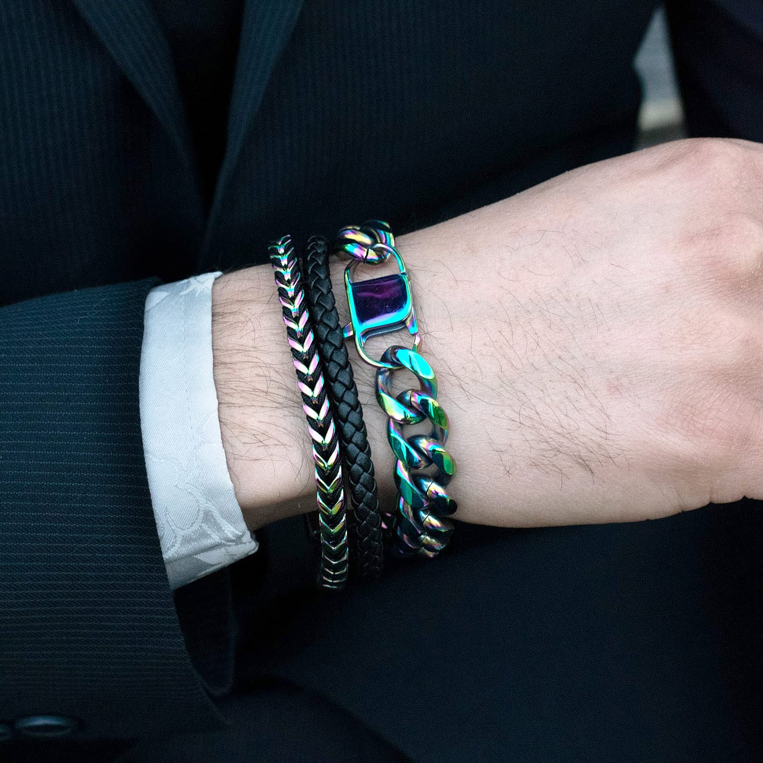 Foto 5 pulgar | Pulsera West Coast Jewelry Crucible De Acero Inoxidable Iridiscente - Venta Internacional.