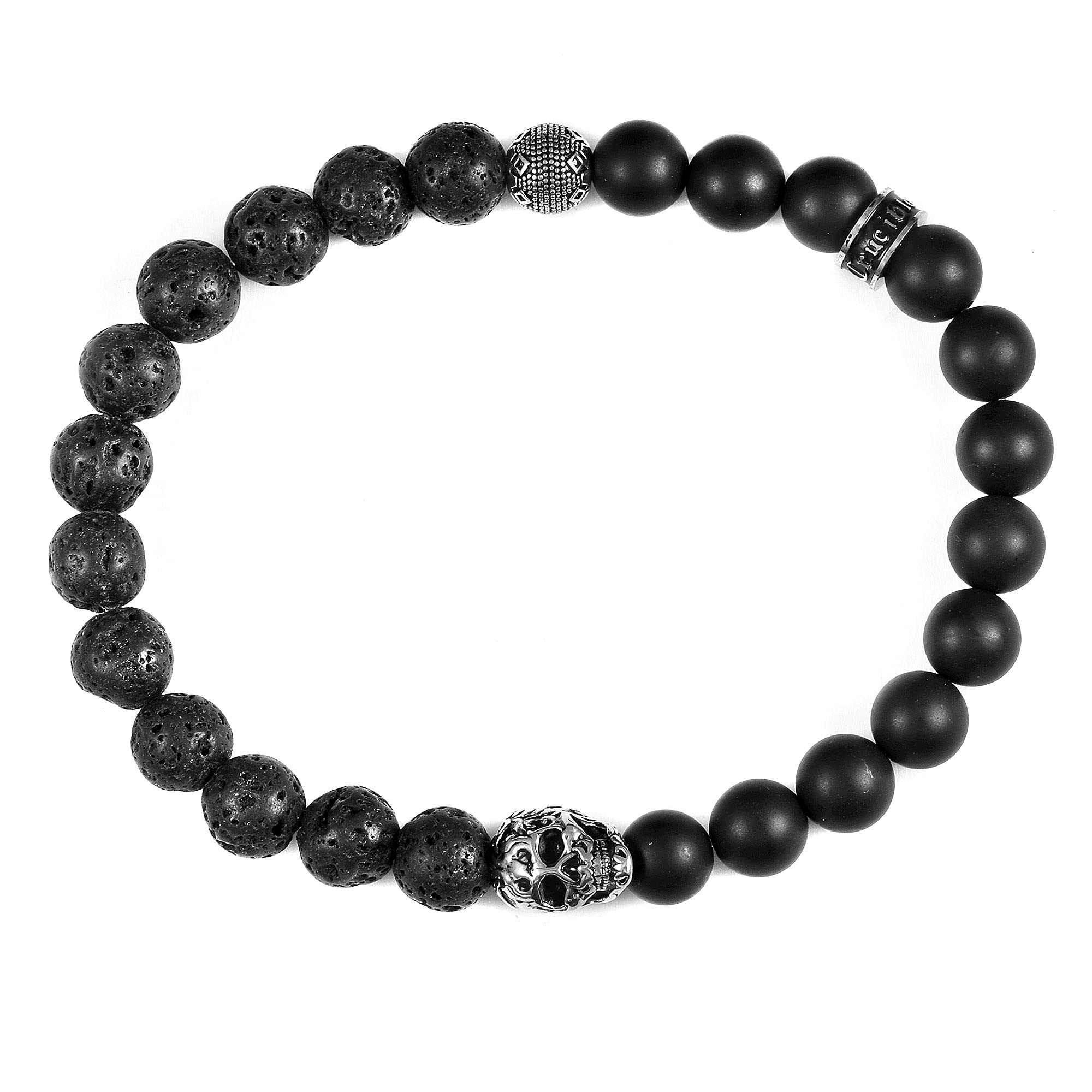 Foto 3 pulgar | Pulsera Crucible Con Calavera De Acero Inoxidable Con Lava Y Ónix - Venta Internacional.