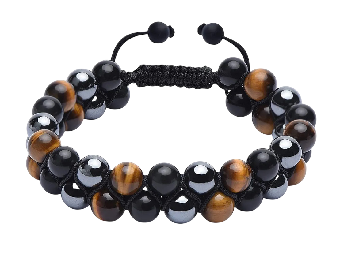 Foto 2 pulgar | Pulseras Hombres Doble Ojo Tigre Piedra Obsidiana Ajustable