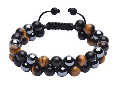 Foto 1 | Pulseras Hombres Doble Ojo Tigre Piedra Obsidiana Ajustable