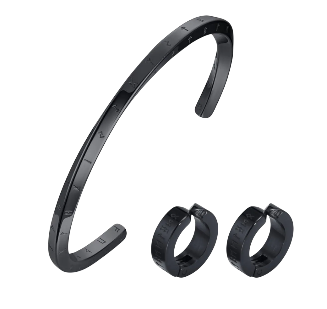 Brazalete 24 Runas Vikingos Pulsera Hombre Acero Inoxidable