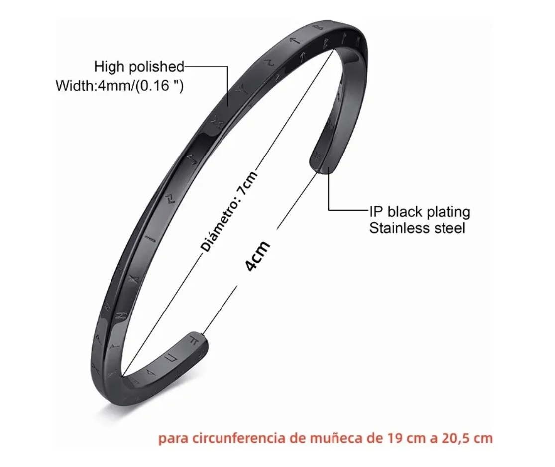 Foto 3 pulgar | Brazalete 24 Runas Vikingos Pulsera Hombre Acero Inoxidable