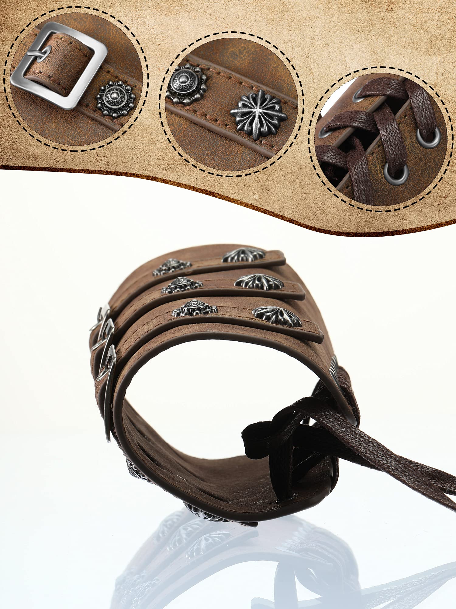 Foto 4 pulgar | Protectores De Brazo Satinior Medieval De Piel Sintética, Color Bronce, 2 Piezas - Venta Internacional.