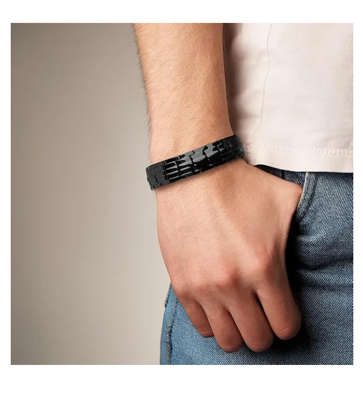 Foto 6 pulgar | Pulsera De Terapia Magnética Cobre Puro Brazalete P/ Hombre Negro 7 Cm 23 Cm