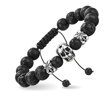 Foto 1 | Pulsera Calavera Vintage Piedra De Lava Ojo De Tigre Hombre