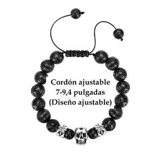 Foto 2 | Pulsera Calavera Vintage Piedra De Lava Ojo De Tigre Hombre