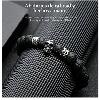 Foto 5 | Pulsera Calavera Vintage Piedra De Lava Ojo De Tigre Hombre