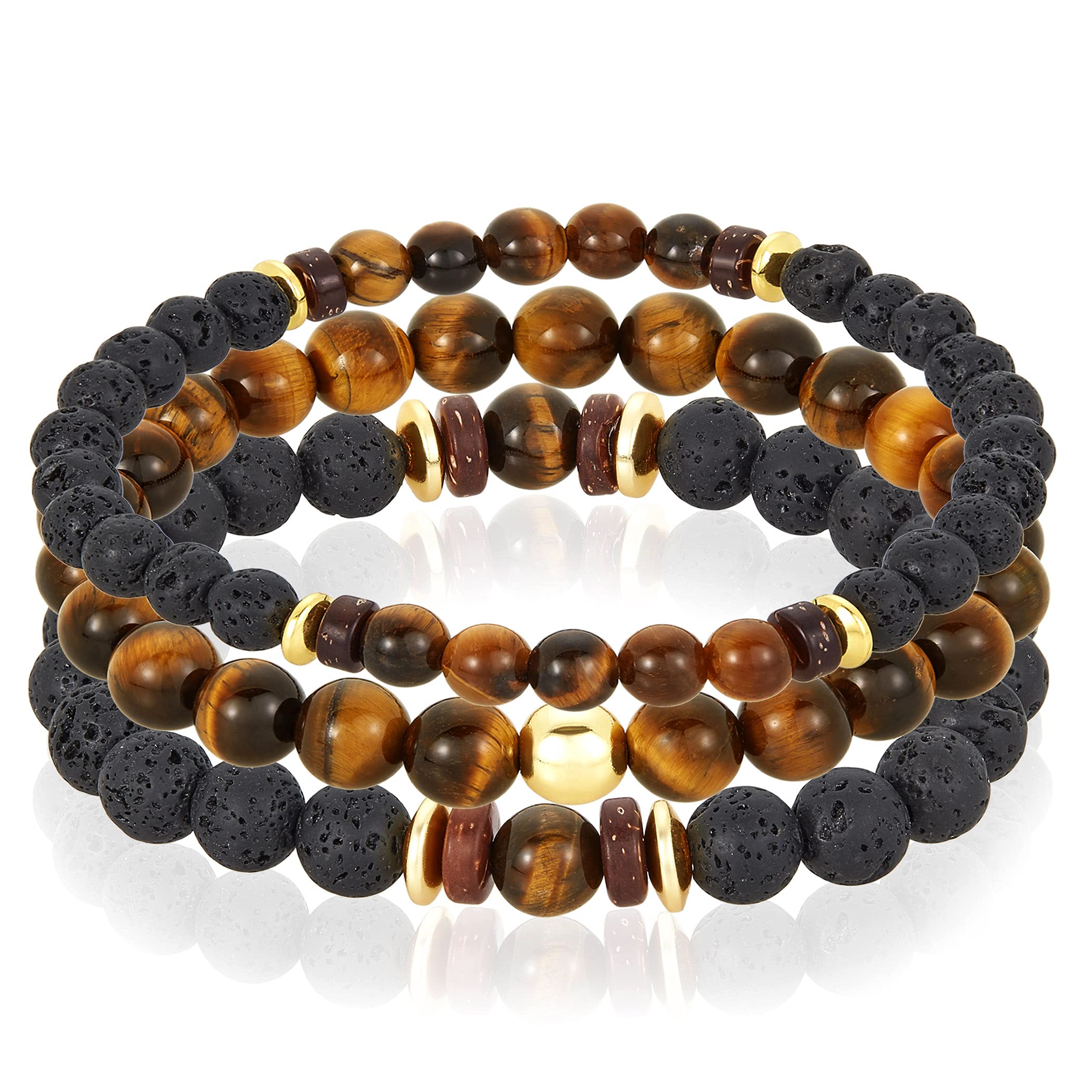 Foto 2 pulgar | Set De Pulseras West Coast Jewelry Tiger Eye Stone Para Hombre - Venta Internacional.