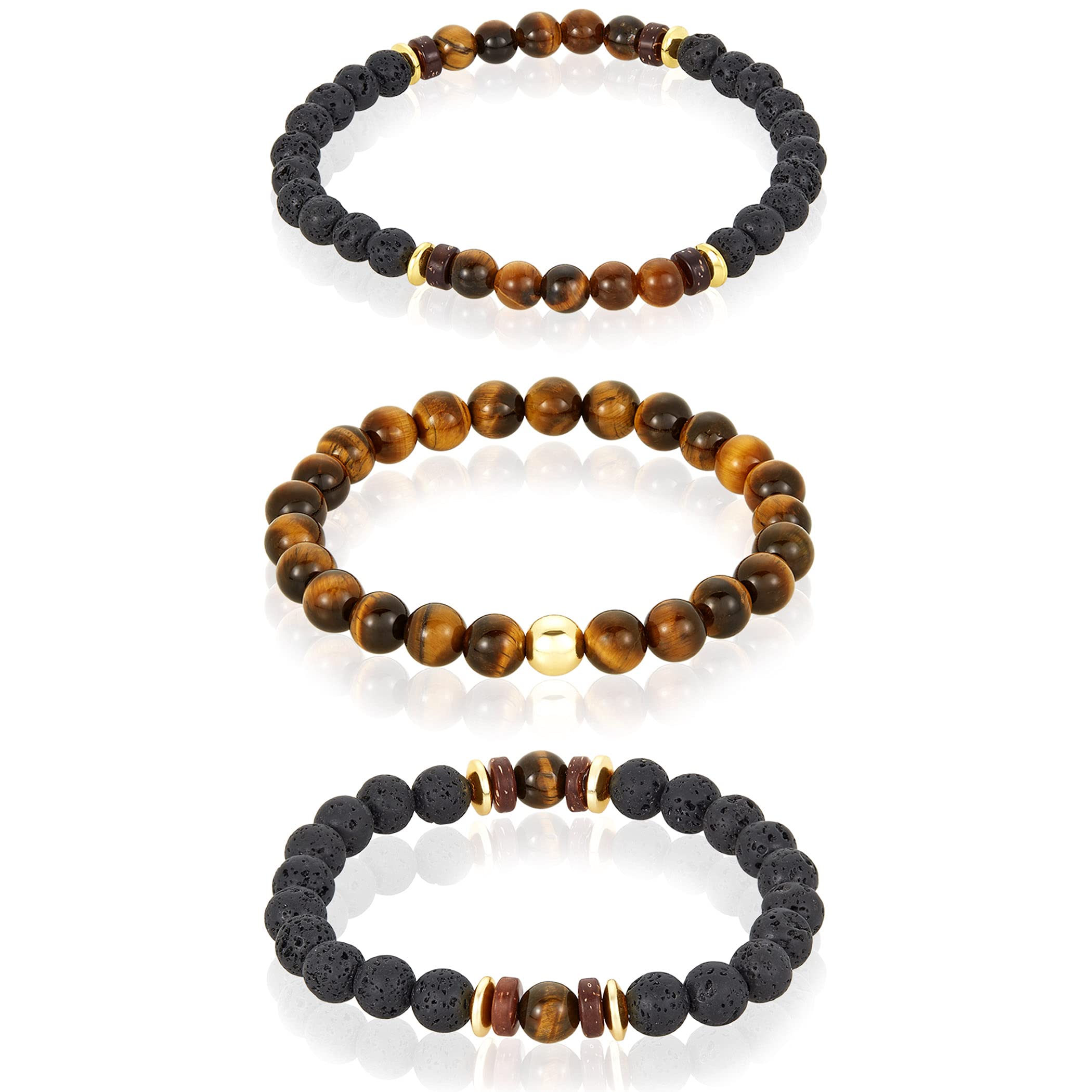 Foto 4 pulgar | Set De Pulseras West Coast Jewelry Tiger Eye Stone Para Hombre - Venta Internacional.
