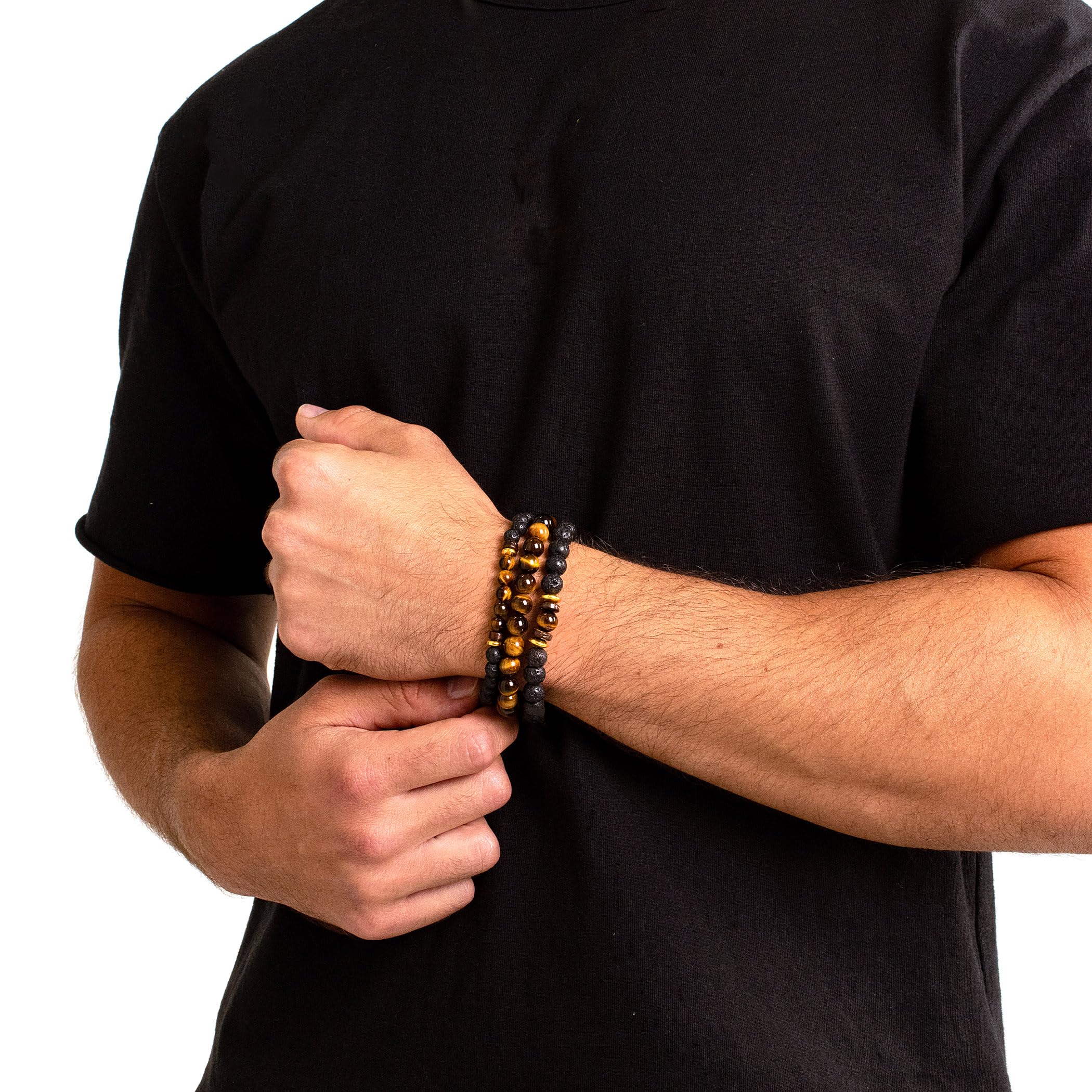 Foto 5 pulgar | Set De Pulseras West Coast Jewelry Tiger Eye Stone Para Hombre - Venta Internacional.