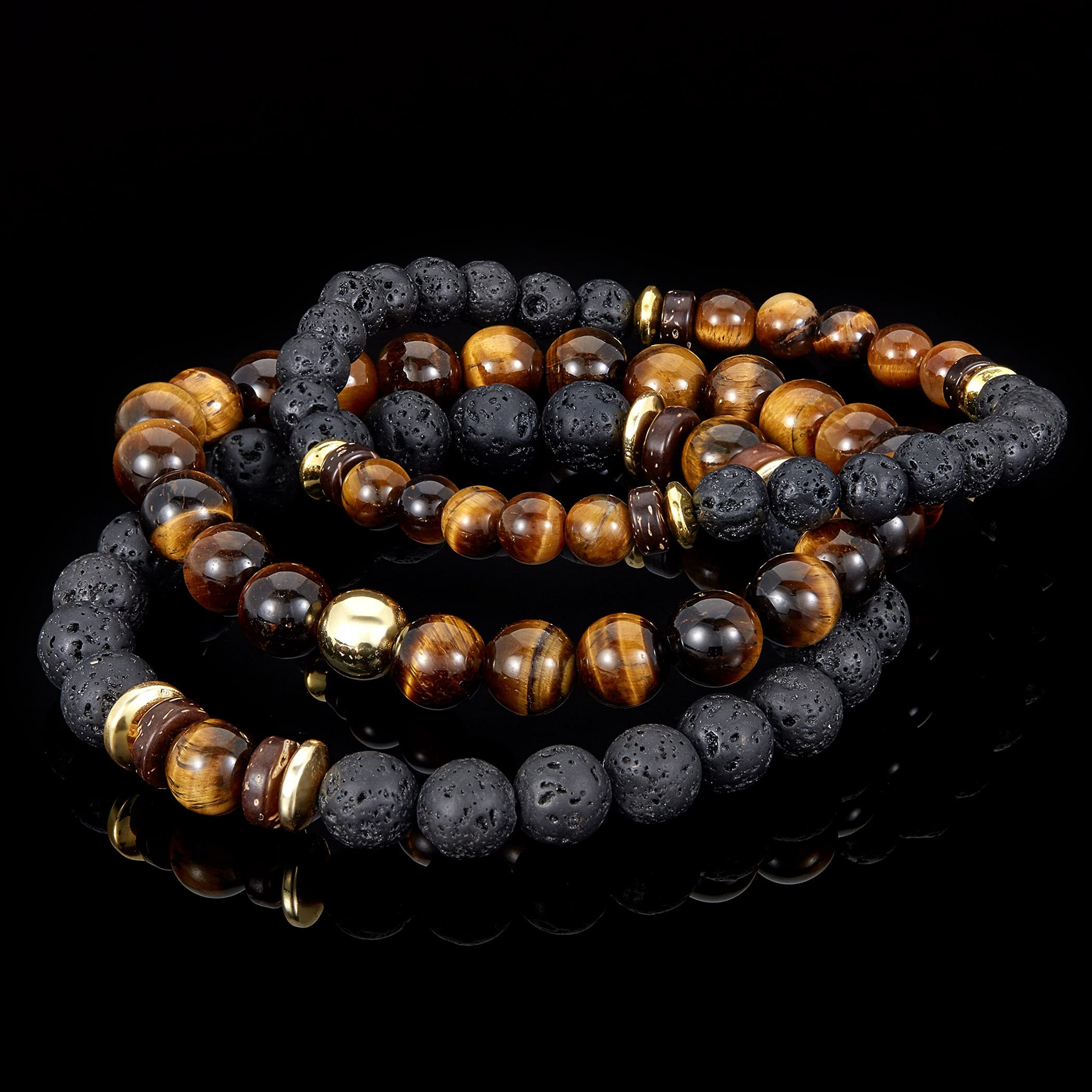 Foto 6 pulgar | Set De Pulseras West Coast Jewelry Tiger Eye Stone Para Hombre - Venta Internacional.