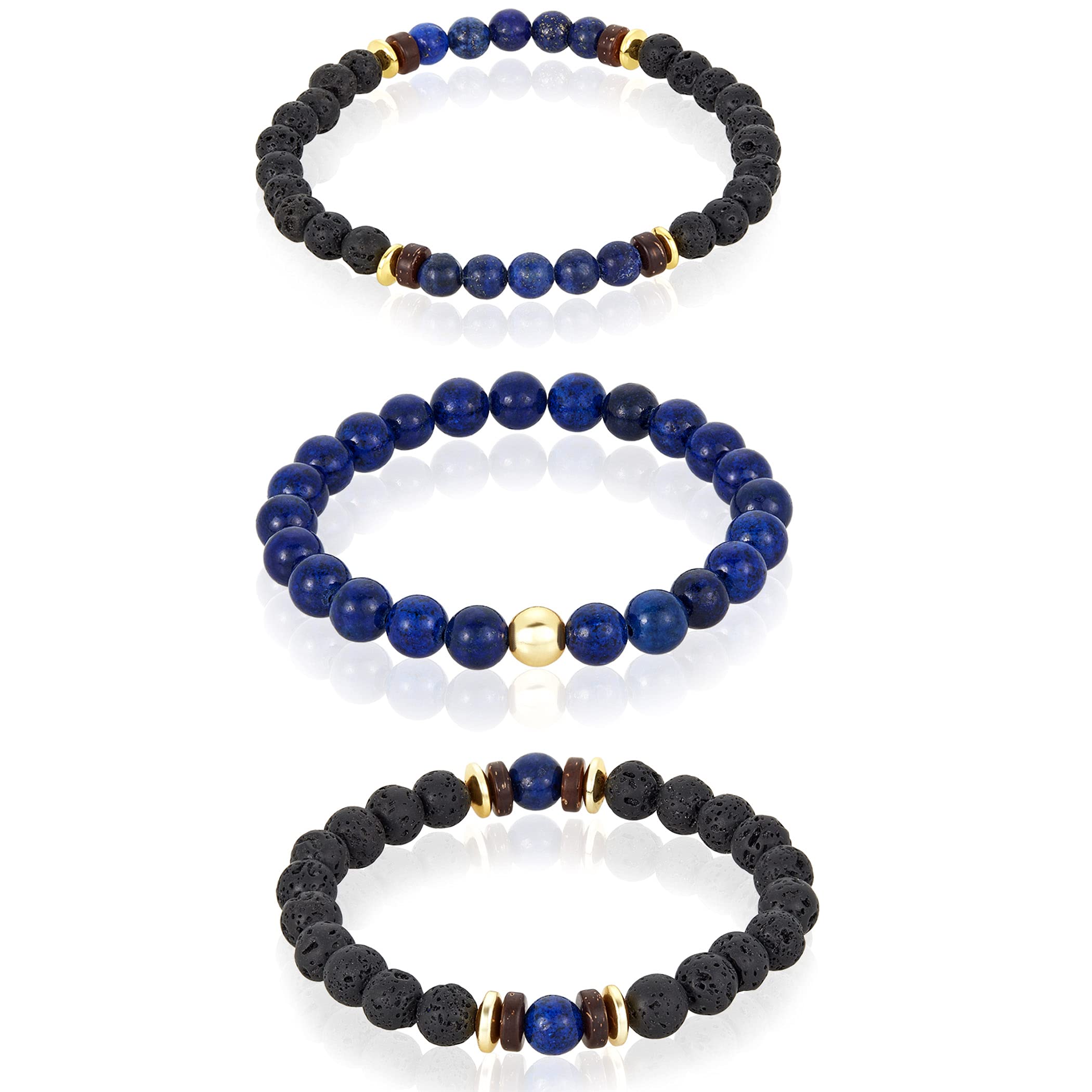 Foto 3 | Set De Pulseras West Coast Jewelry Con Piedra Lapislázuli Para Hombre - Venta Internacional.