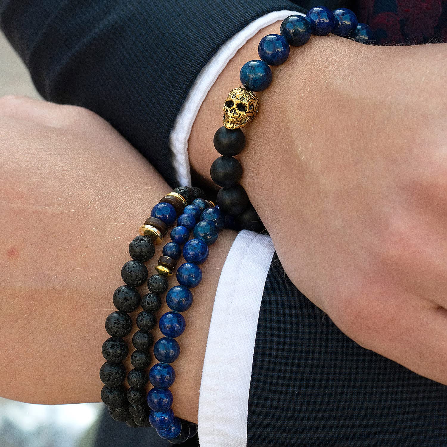 Foto 4 | Set De Pulseras West Coast Jewelry Con Piedra Lapislázuli Para Hombre - Venta Internacional.