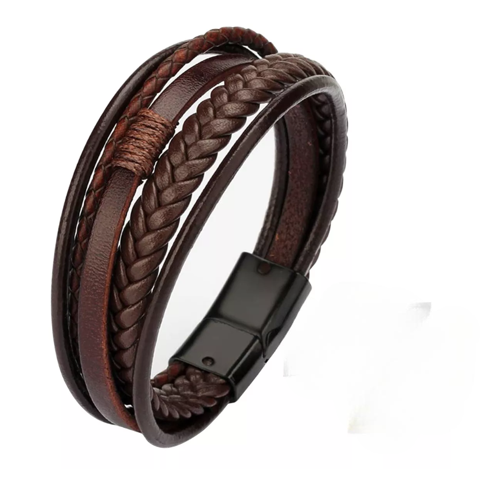 Foto 2 pulgar | Pulsera De Cuero Con Hebilla Trenzada Regalo Para Hombre
