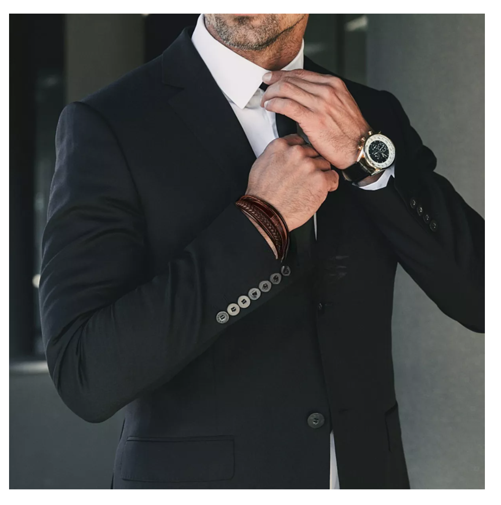 Foto 4 pulgar | Pulsera De Cuero Con Hebilla Trenzada Regalo Para Hombre