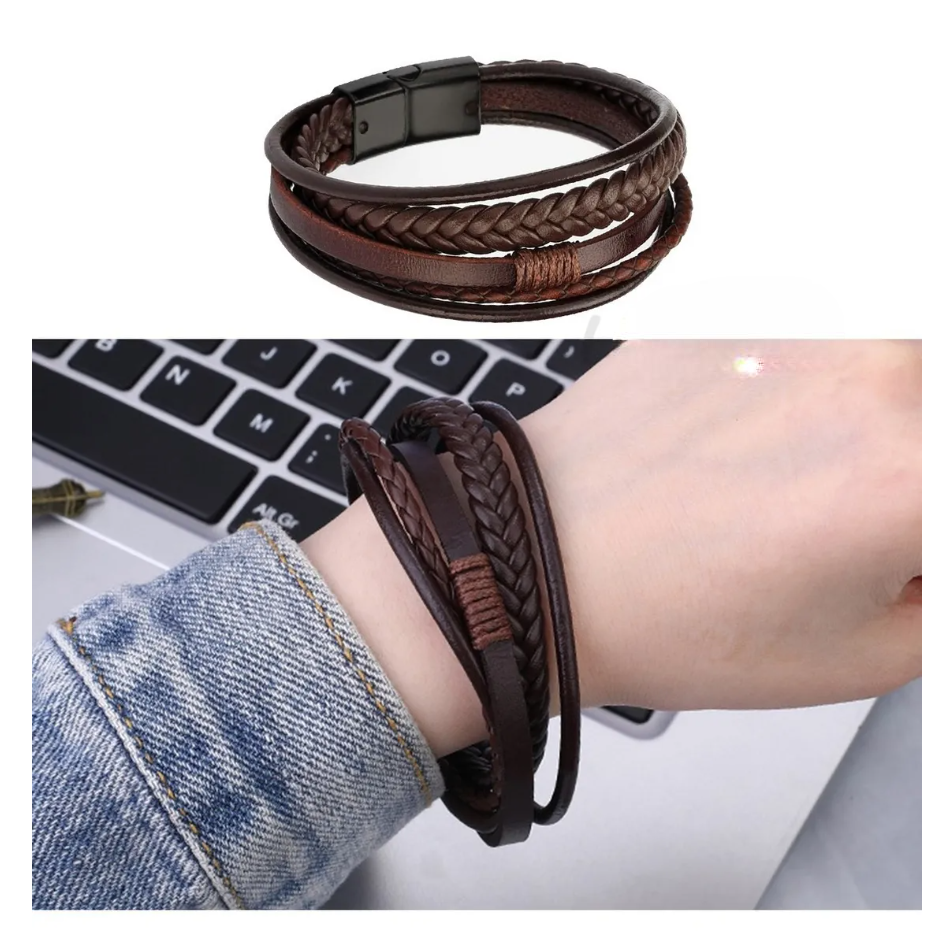 Foto 4 | Pulsera De Cuero Con Hebilla Trenzada Regalo Para Hombre