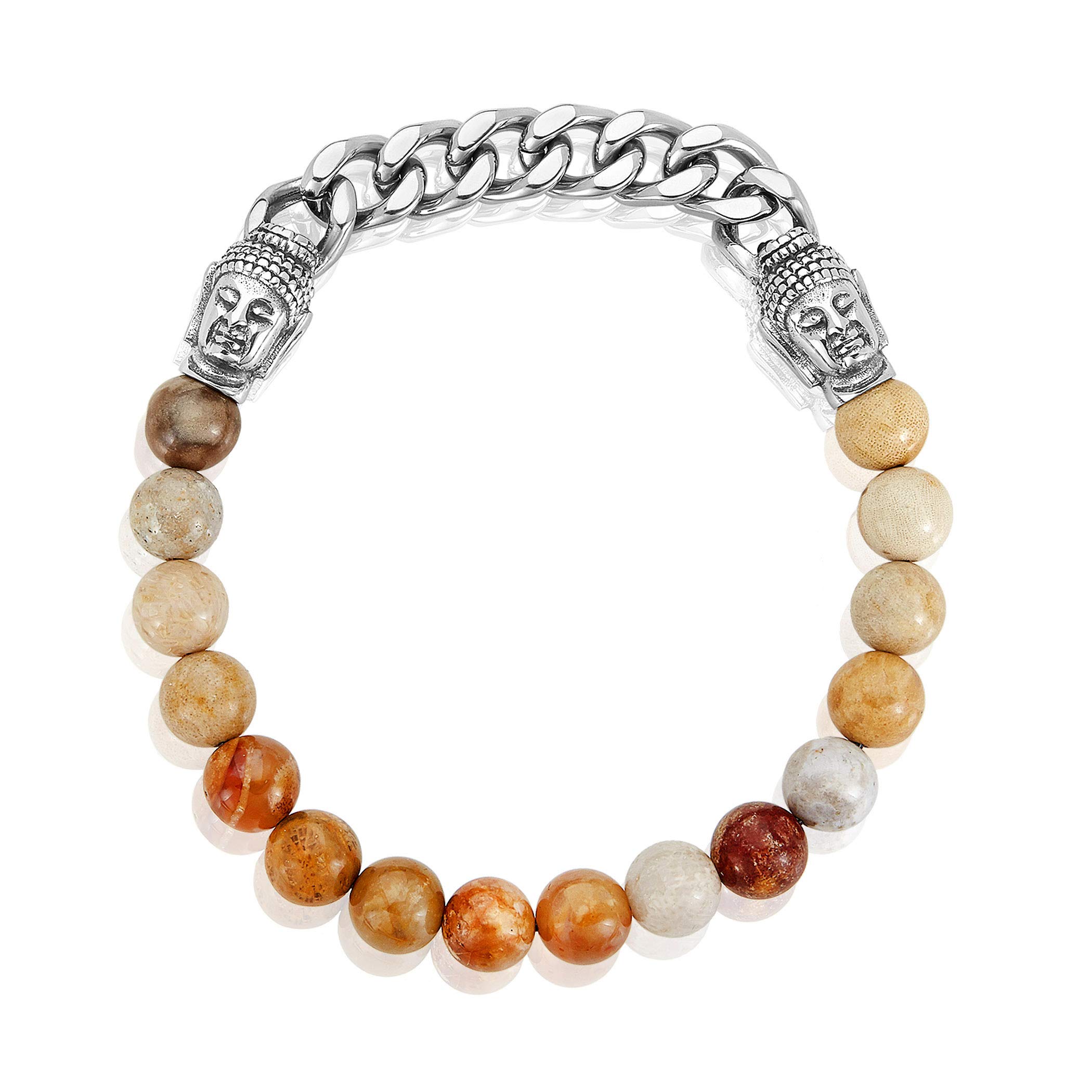 Foto 1 | Pulsera Crucible De Acero Con Cuentas De Ágata En Tono Tierra Para Hombre - Venta Internacional.