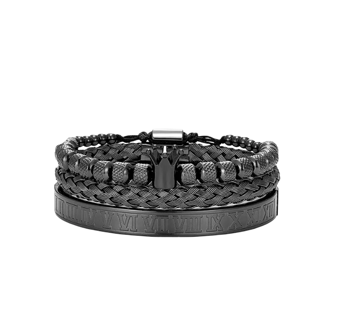 Foto 1 | Set 3 Pulseras De Corona Acero Lujo Romano Brazalete Inox