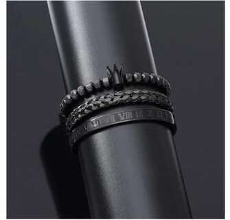 Foto 4 | Set 3 Pulseras De Corona Acero Lujo Romano Brazalete Inox