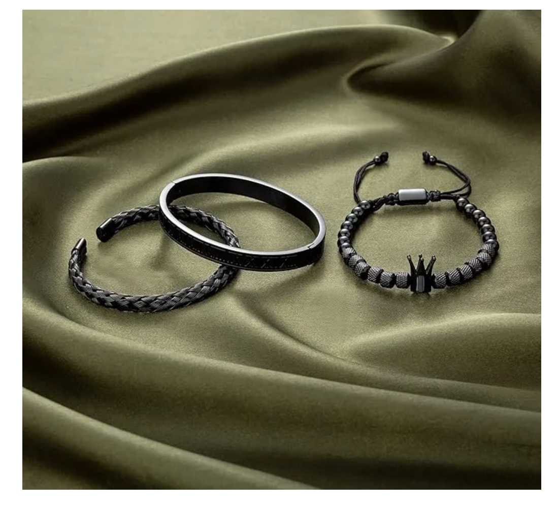 Foto 6 | Set 3 Pulseras De Corona Acero Lujo Romano Brazalete Inox