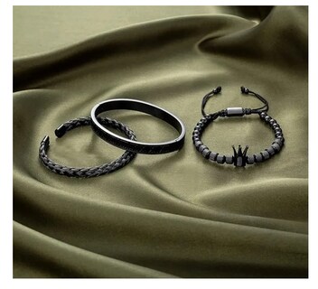 Foto 6 | Set 3 Pulseras De Corona Acero Lujo Romano Brazalete Inox
