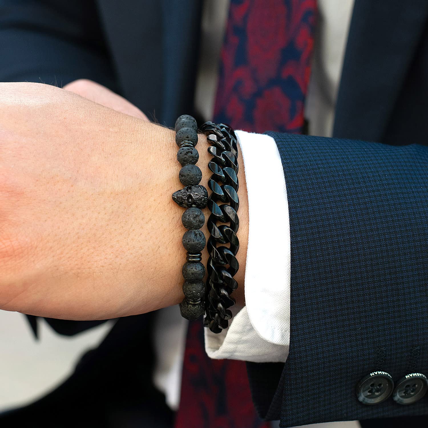 Foto 4 pulgar | Brazalete Crucible Con Forma De Calavera De Acero Inoxidable Chapado En Negro - Venta Internacional.
