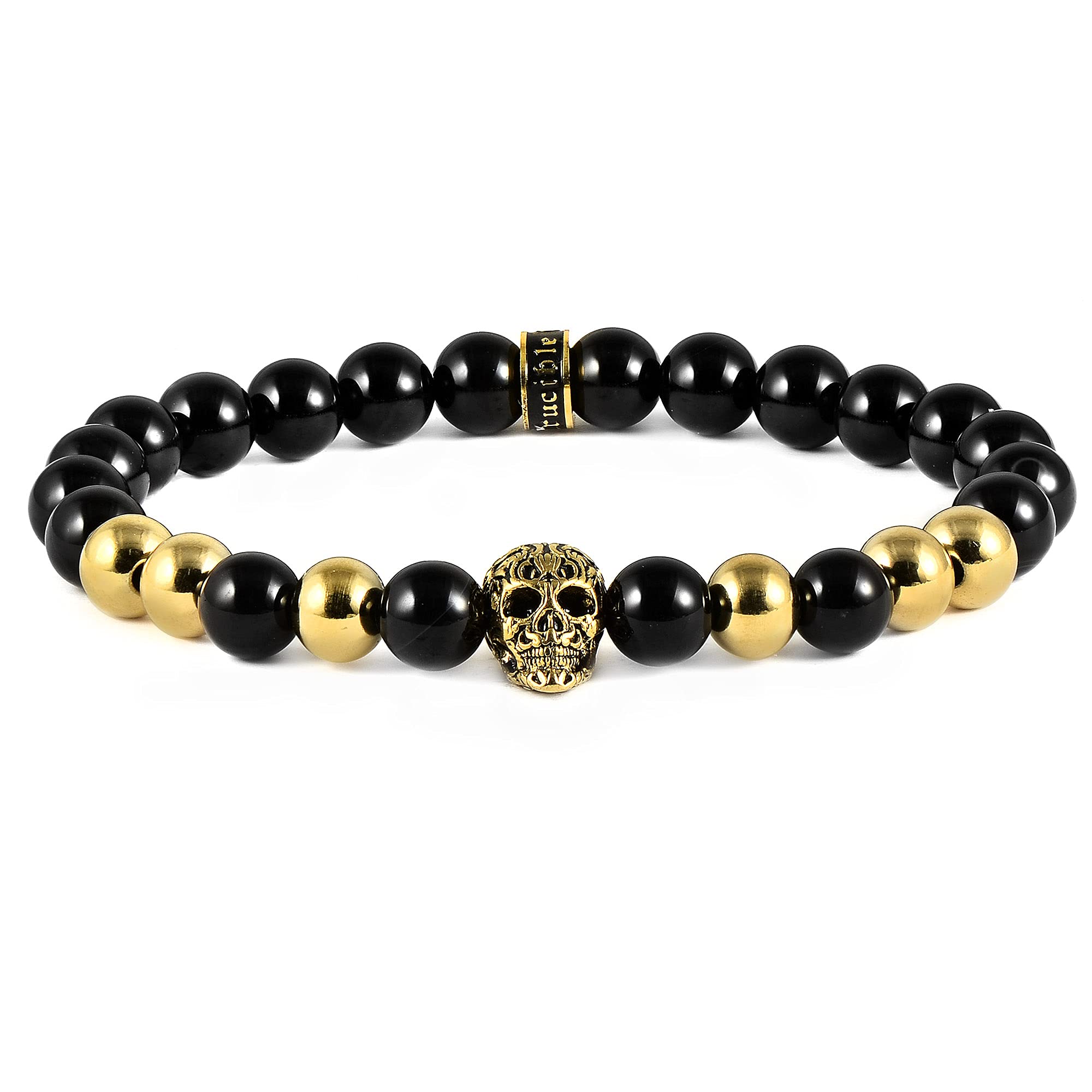 Foto 1 | Brazalete Crisol De Acero Inoxidable Chapado En Oro Con Piedra Ónice - Venta Internacional.
