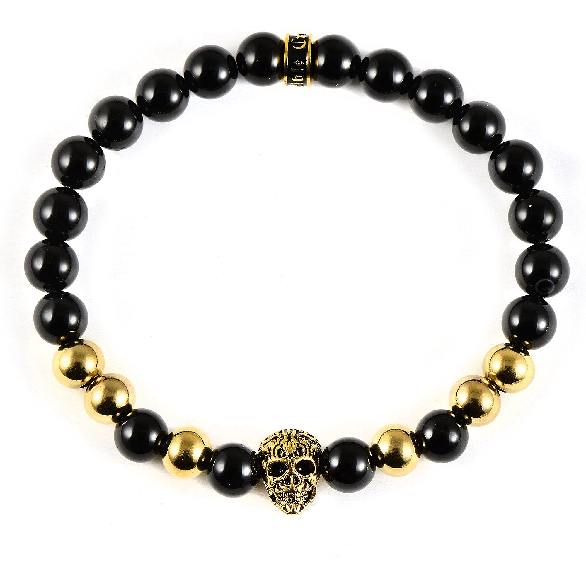 Foto 2 | Brazalete Crisol De Acero Inoxidable Chapado En Oro Con Piedra Ónice - Venta Internacional.