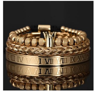 Foto 4 | Set 3 Pulseras De Corona Acero Lujo Romano Brazalete Inox