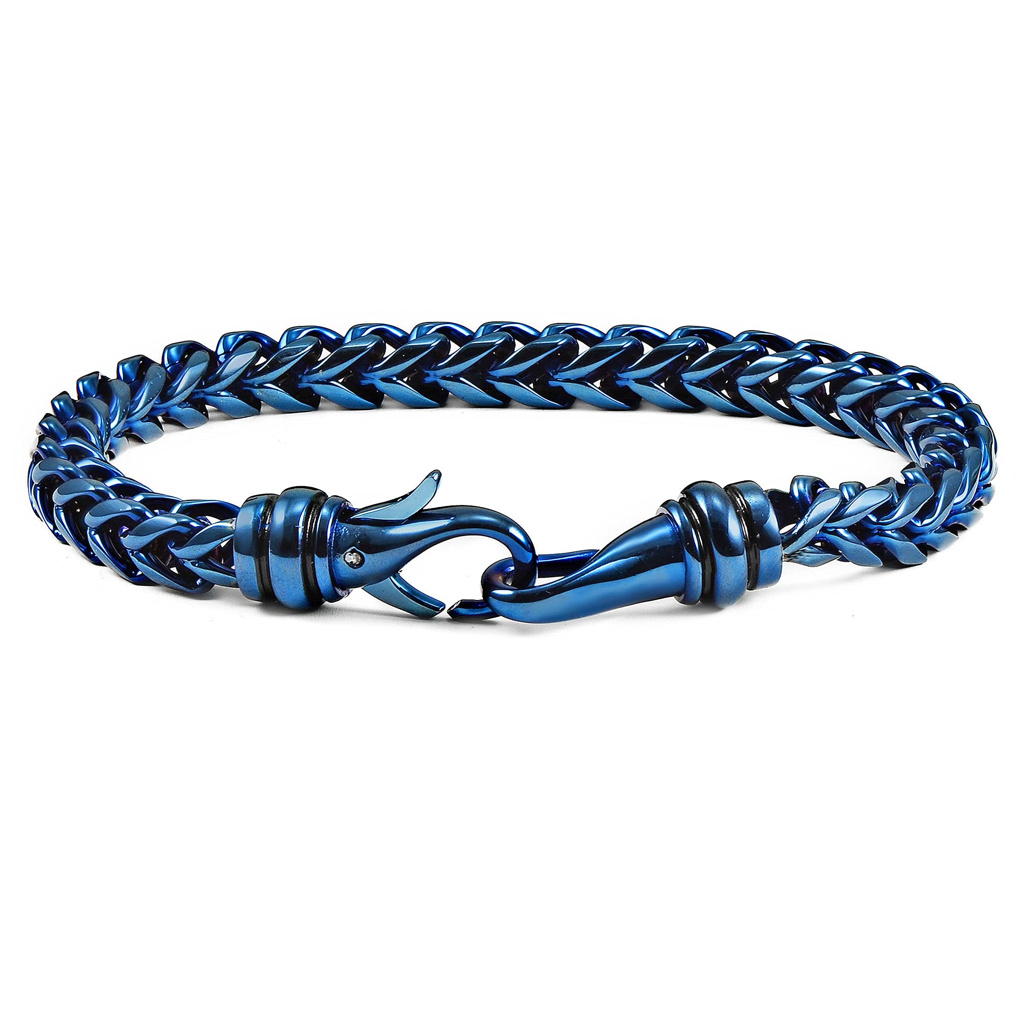 Foto 2 pulgar | Brazalete Crucible De Acero Inoxidable Chapado En Azul Pulido De 8 Pulgadas - Venta Internacional.