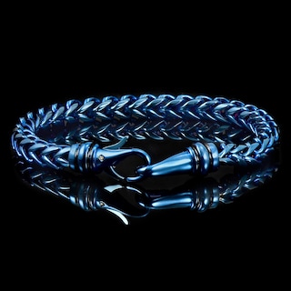 Foto 4 | Brazalete Crucible De Acero Inoxidable Chapado En Azul Pulido De 8 Pulgadas - Venta Internacional.