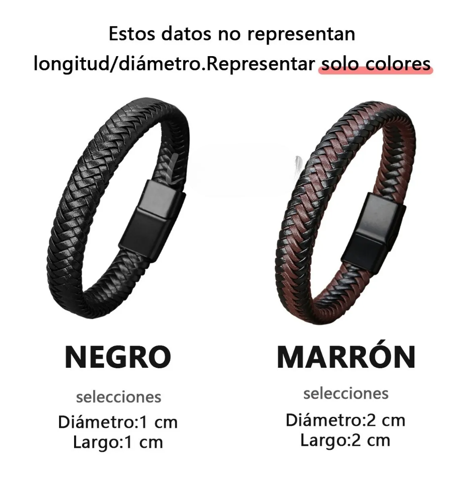 Foto 3 pulgar | Pulsera Tejer Cuero Hombre Caballero Acero Inoxidable Broche