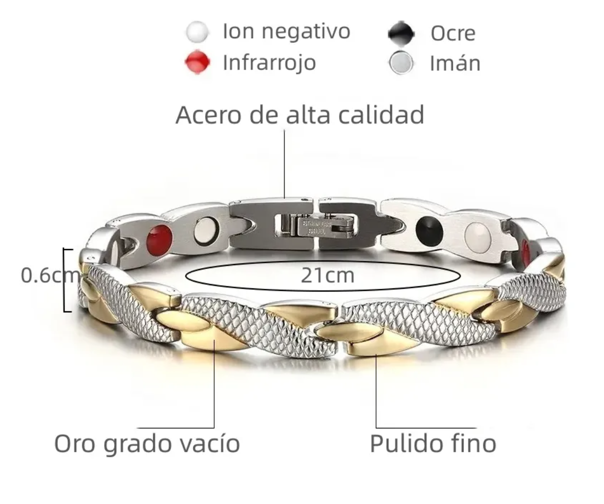 Foto 6 pulgar | Pulsera De Titanio Magnética Ajustabl Reducción Del Dolor