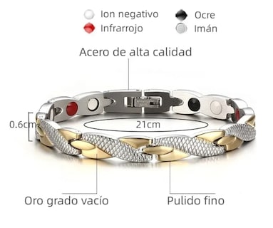 Foto 5 | Pulsera De Titanio Magnética Ajustabl Reducción Del Dolor