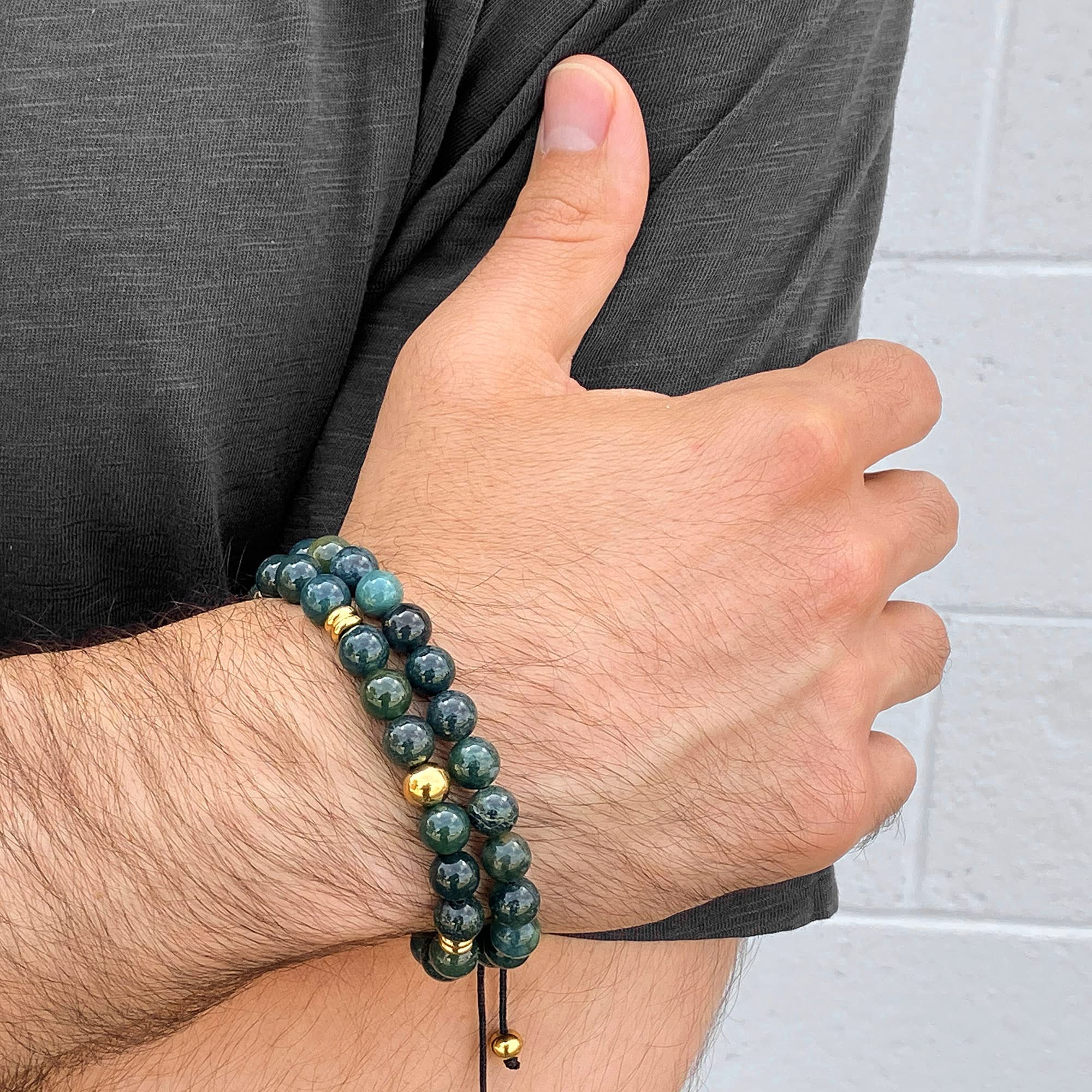 Foto 5 pulgar | Pulsera West Coast Jewelry Para Hombre, Con Piedra De Ágata Moscada, Chapada En Oro - Venta Internacional.