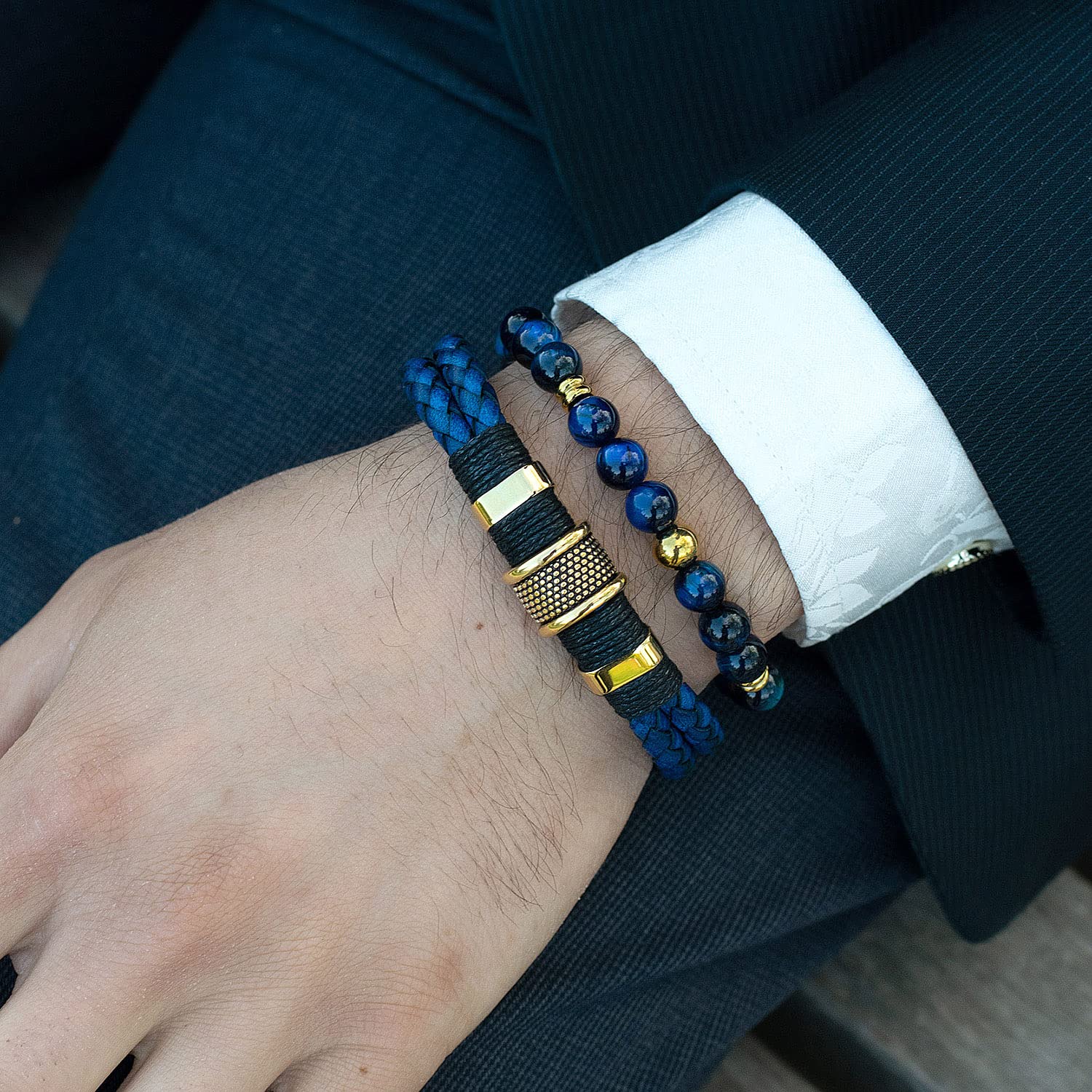 Foto 5 pulgar | Pulsera West Coast Jewelry Con Piedra De Ojo De Tigre Azul Para Hombre - Venta Internacional.