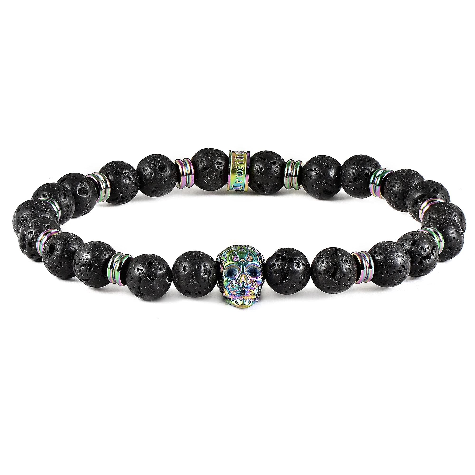 Foto 2 pulgar | Brazalete Crisol Con Calavera De Acero Inoxidable Chapado En Iridiscente - Venta Internacional.