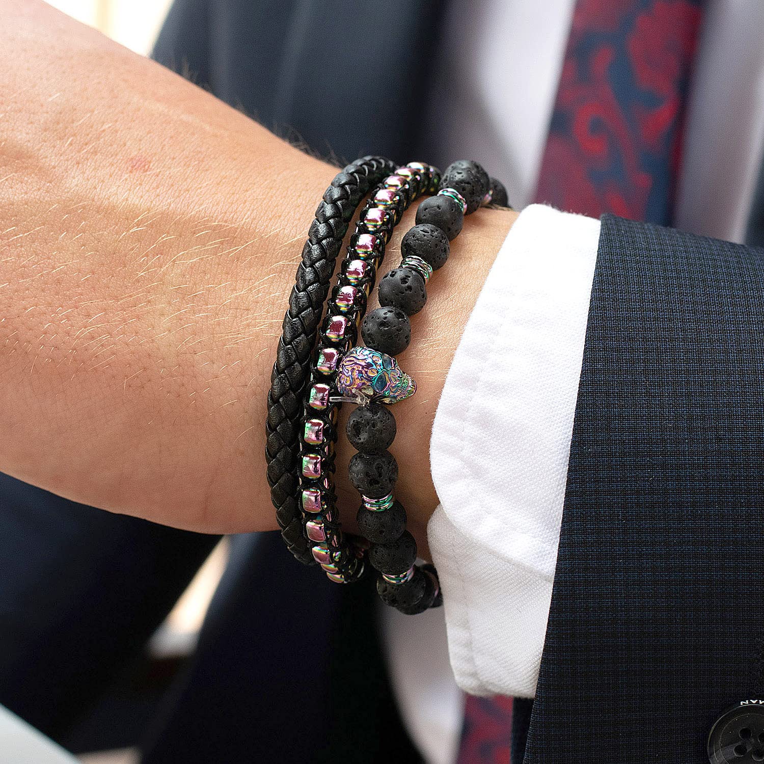 Foto 4 pulgar | Brazalete Crisol Con Calavera De Acero Inoxidable Chapado En Iridiscente - Venta Internacional.