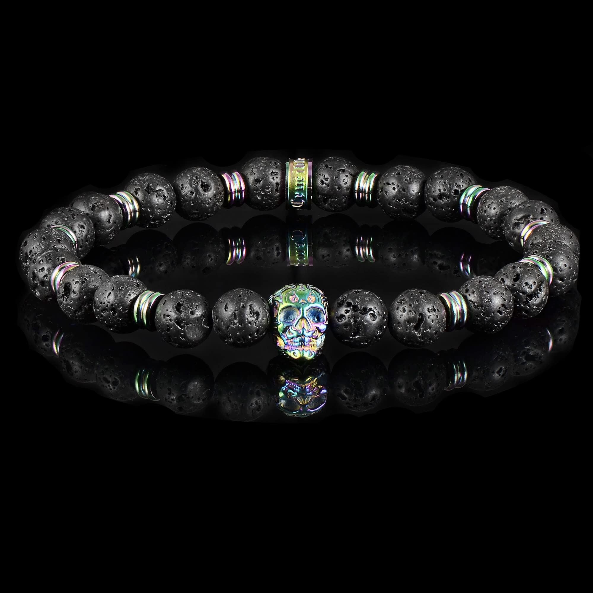 Foto 6 pulgar | Brazalete Crisol Con Calavera De Acero Inoxidable Chapado En Iridiscente - Venta Internacional.