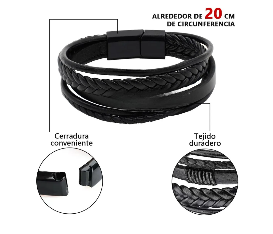 Foto 3 pulgar | Pulsera de Piel Black Box para Hombre
