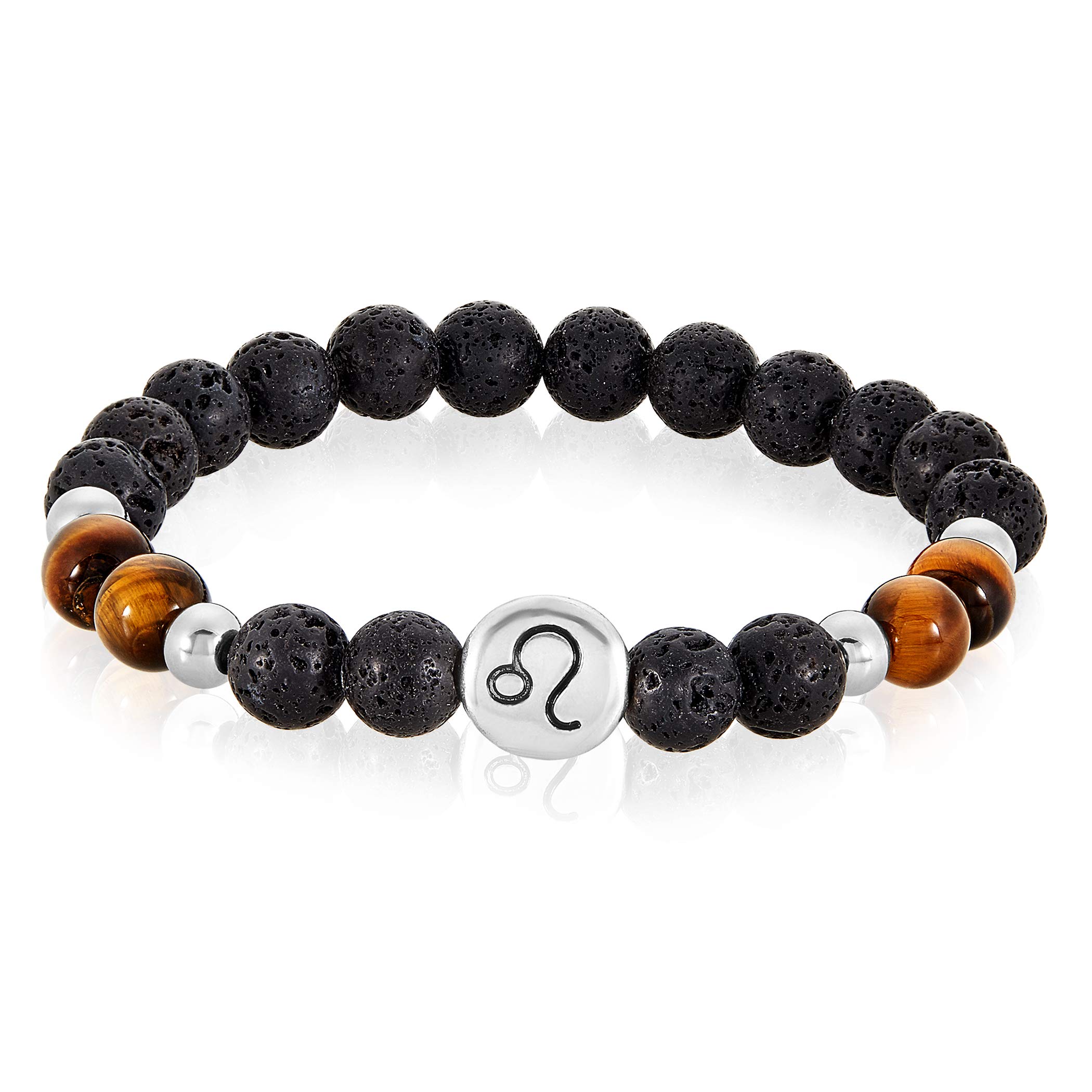 Foto 2 pulgar | Pulsera West Coast Jewelry Para Hombre Con Ágata Y Piedra De Lava Del Zodiaco Leo - Venta Internacional.