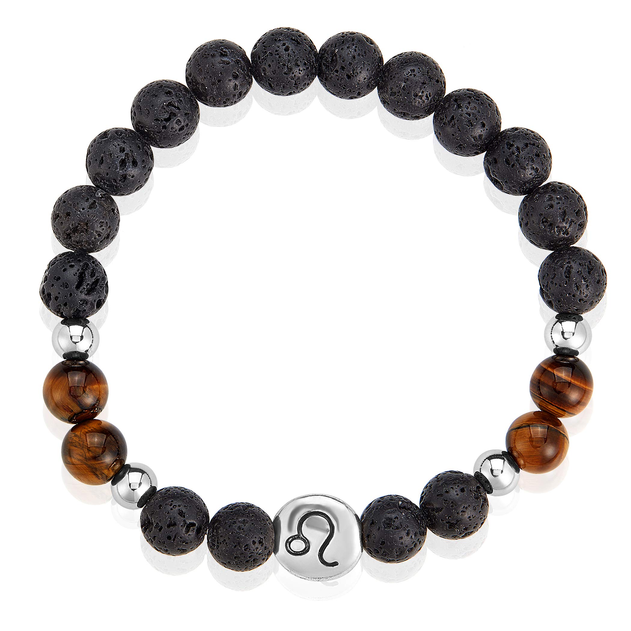 Foto 3 pulgar | Pulsera West Coast Jewelry Para Hombre Con Ágata Y Piedra De Lava Del Zodiaco Leo - Venta Internacional.