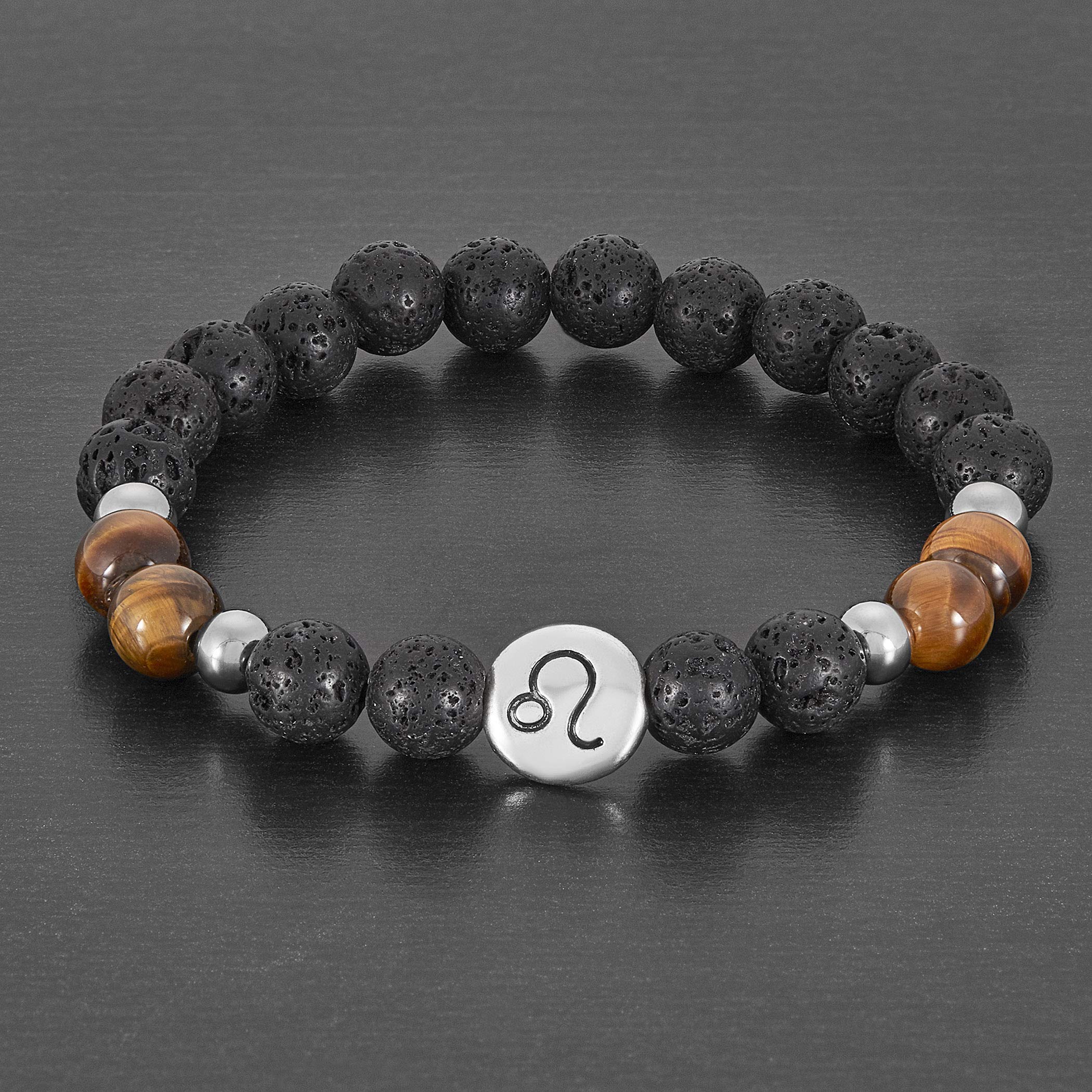 Foto 4 pulgar | Pulsera West Coast Jewelry Para Hombre Con Ágata Y Piedra De Lava Del Zodiaco Leo - Venta Internacional.