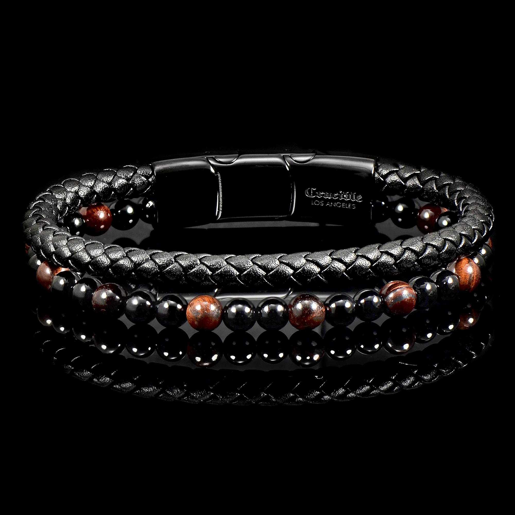Foto 4 | Pulsera West Coast Jewelry Crisol, Ojo De Tigre Rojo Y Ónix - Venta Internacional.