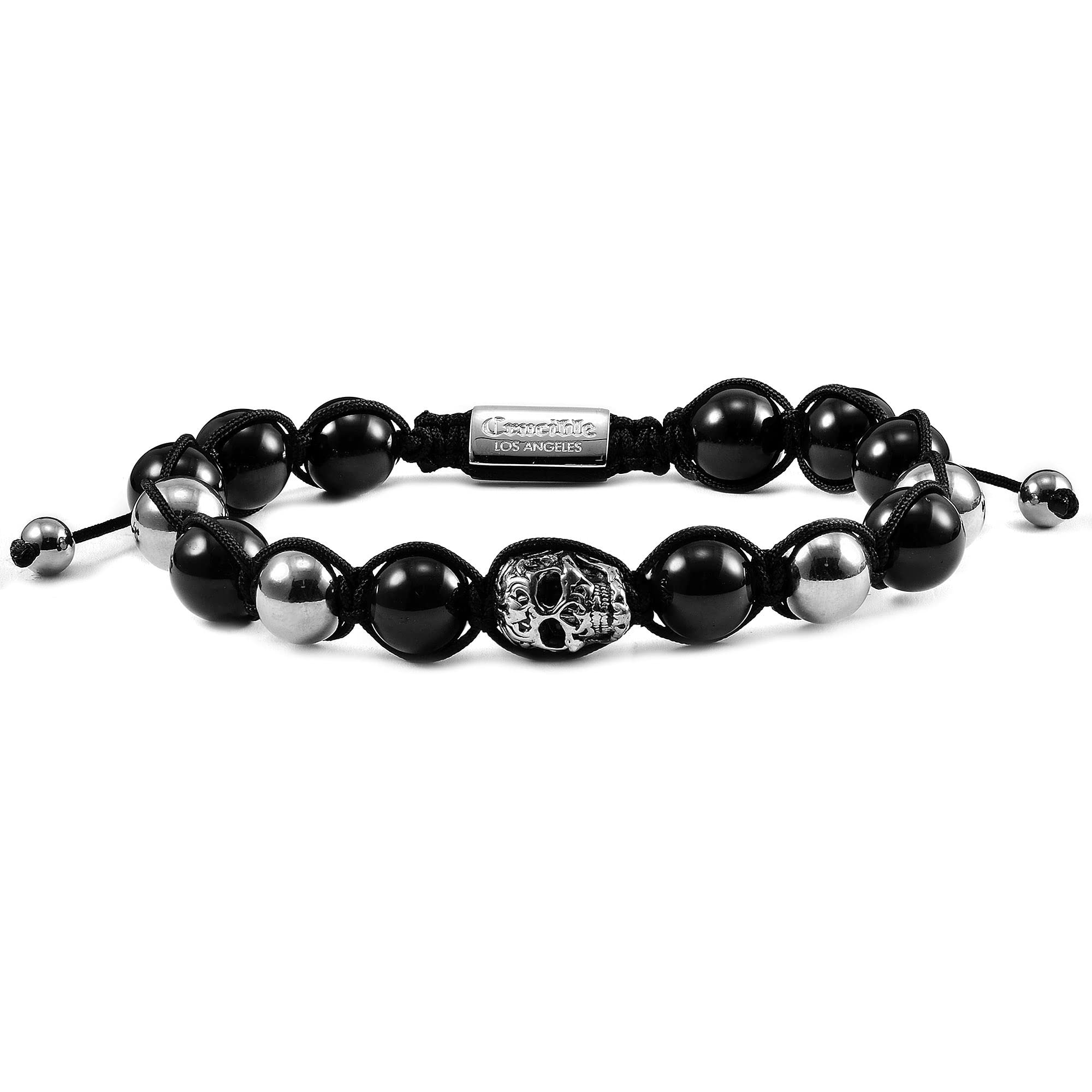 Foto 2 pulgar | Pulsera Crisol De Acero Inoxidable Con Forma De Calavera Y Ónix Con Cuentas - Venta Internacional.